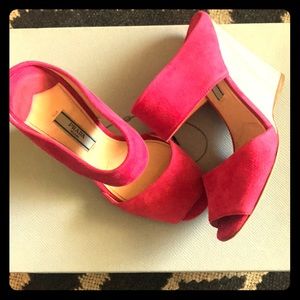Prada suede pink mules